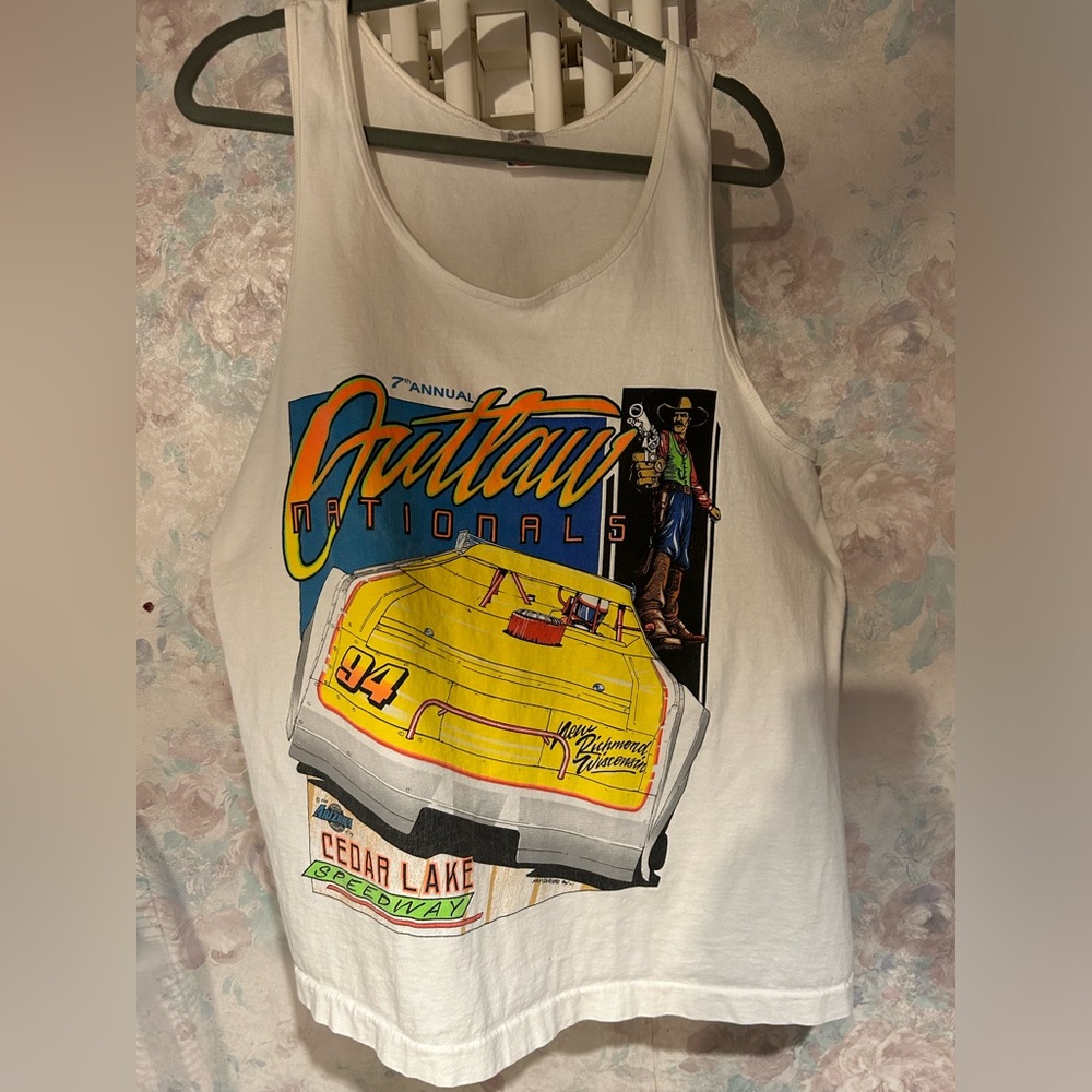Vintage Racing 1994 Cedar Lake Outlaw Nationals Tank Top.  Size XL